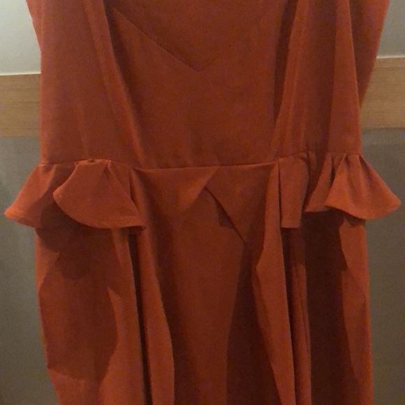 SELFI Dark reddish/Rust Orange Semi-Sheer Spaghetti Strap Dress - Picture 5 of 12